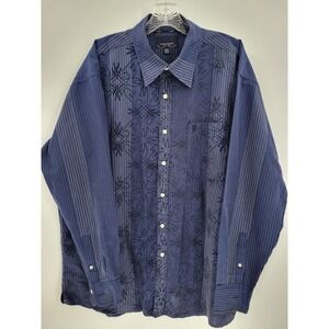 Phat Farm Mens XL Embroidered Blue Button Down Long Sleeve